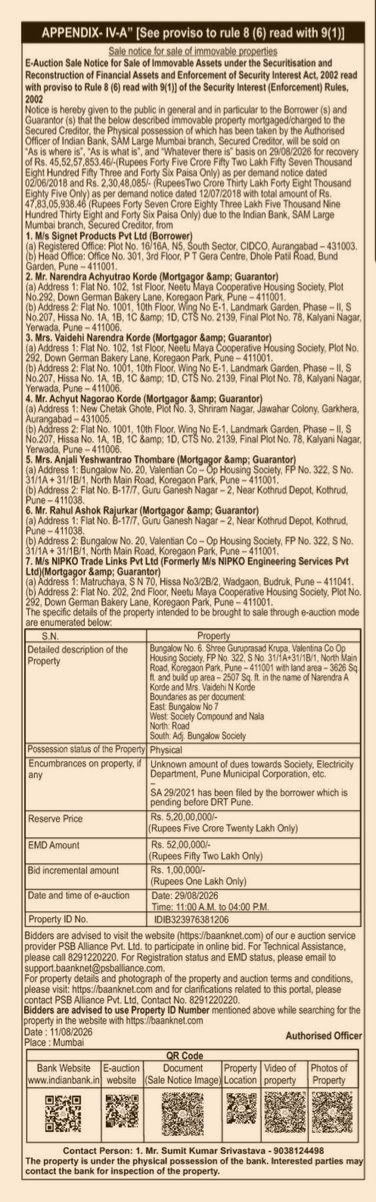 E-Auction Sale Notice for Immovable Property