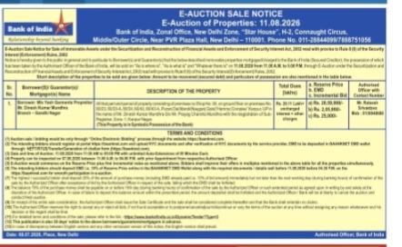 E-AUCTION SALE NOTICE