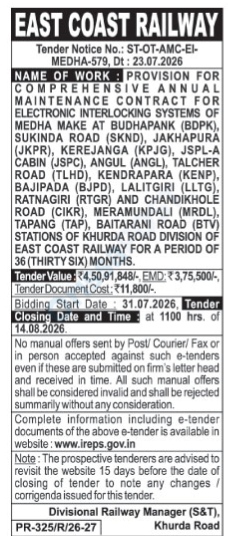 E-Tender for Railway Electronic Interlocking AMC