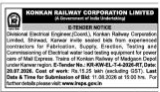 E-Tender Notice for Electrical Water Load Testing Equipment at Madgaon Depot (KRCL)