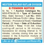 E-Tender Notice: Western Railway (Ratlam Division)