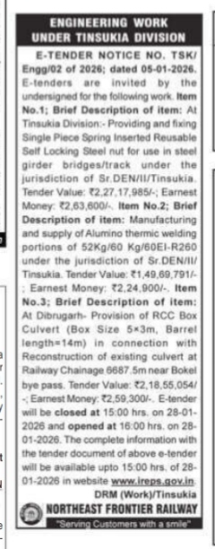 ENGINEERING WORK E-TENDER NOTICE