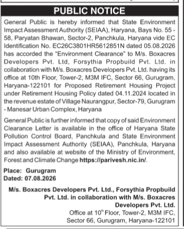 Environment Clearance for Proposed Retirement Housing Project in Gurugram
