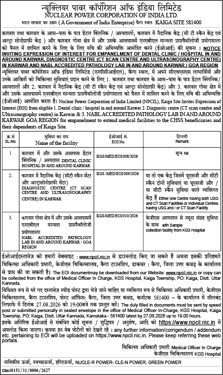 EOI for Karwar & Goa Medical Facilities