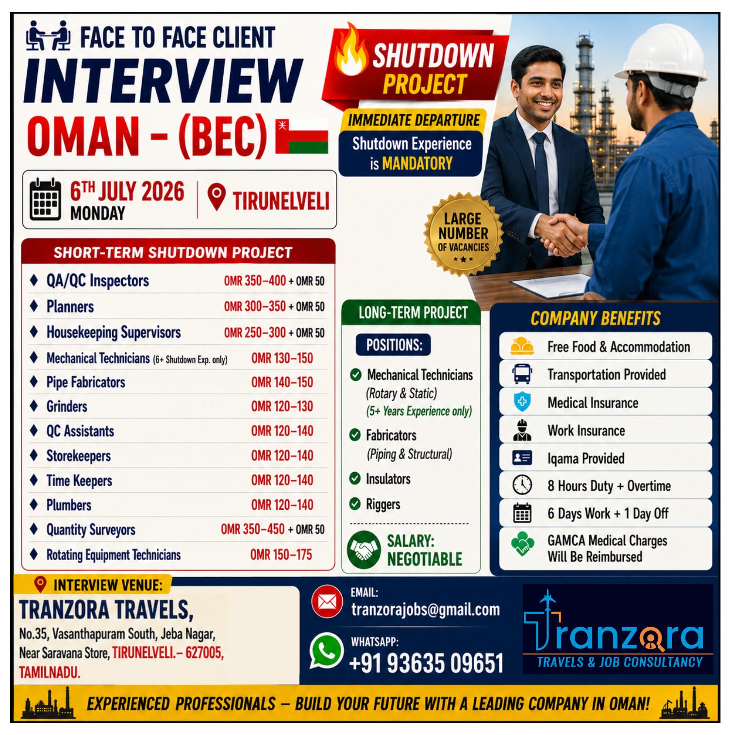 FACE TO FACE INTERVIEW AT OMAN