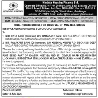 Final Public Notice for Removal of Movable Goods