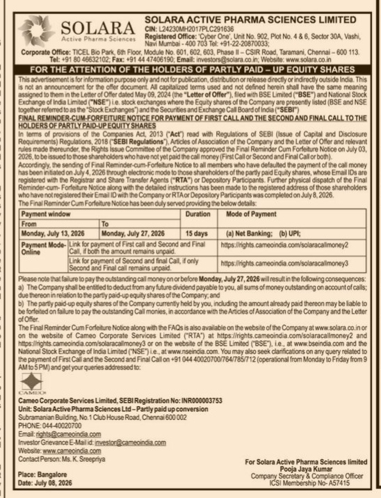 FINAL REMINDER CUM FORFEITURE NOTICE
