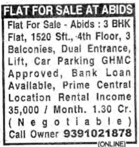 FLAT FOR SALE AT ABIDS