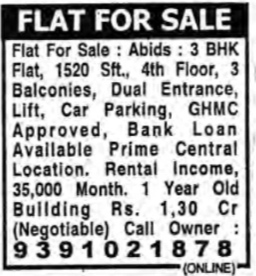 FLAT FOR SALE AT ABIDS