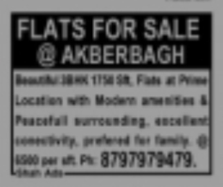 FLAT FOR SALE AT AKBERBAGH