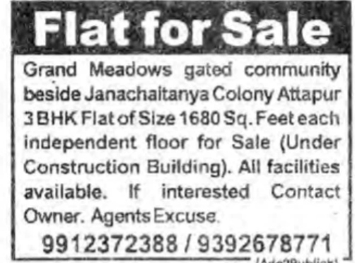 FLAT FOR SALE AT ATTAPUR