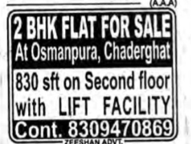 FLAT FOR SALE AT CHADERGHAT