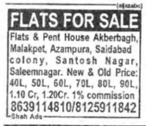 Flats & Pent Houses For Sale in Hyderabad