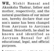 FORMAL NAME CHANGE OF MINOR CHILD