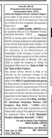 FORMAL NOTICE -company proposal