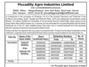FORMAL NOTICE FROM PICCADILY AGRO INDUSTRIES