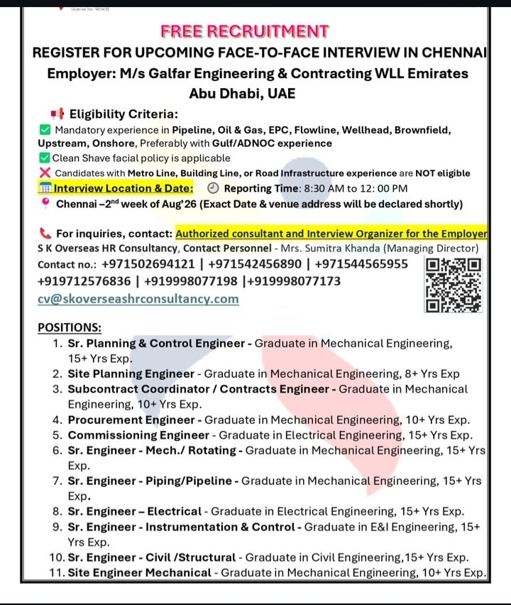 Free Oil & Gas Recruitment — Galfar Emirates