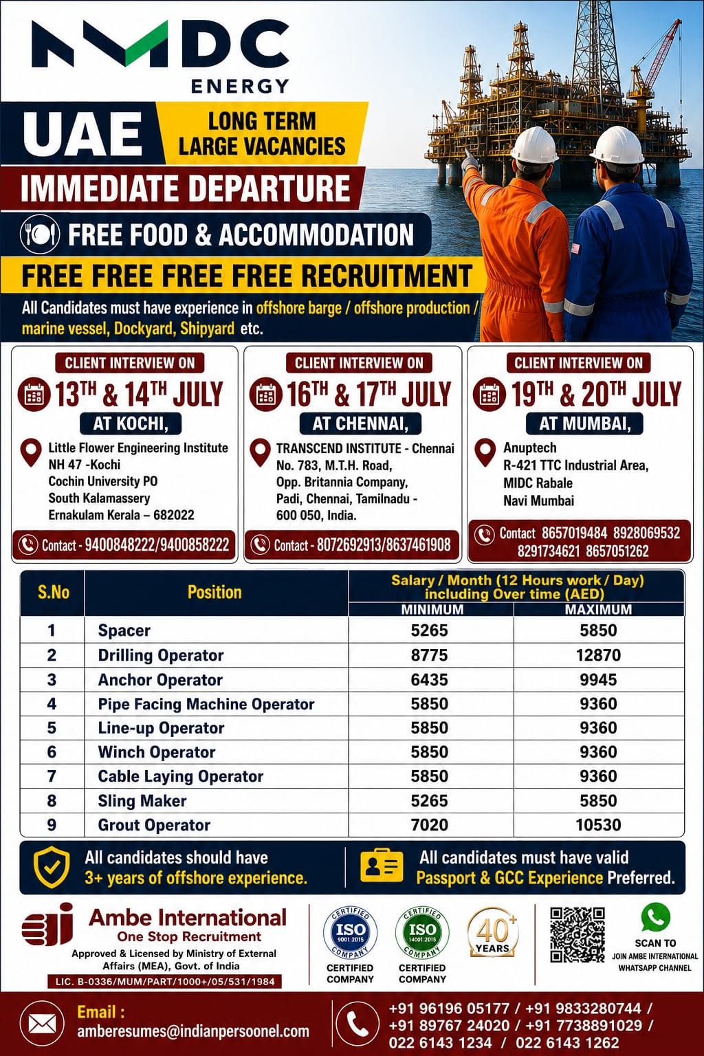 FREE RECRUITMENT - HIRING FOR UAE JOB