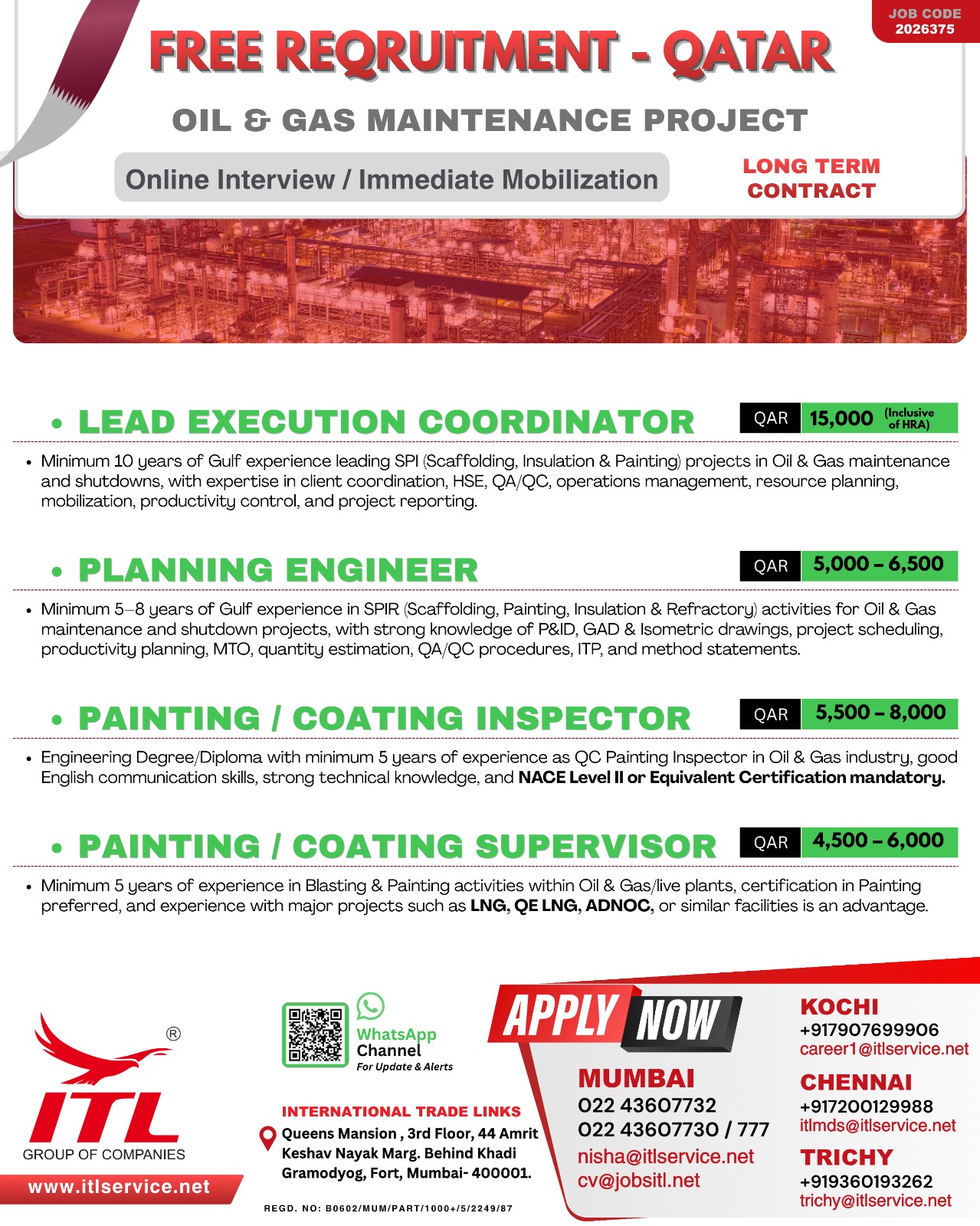 FREE RECRUITMENT IN QATAR