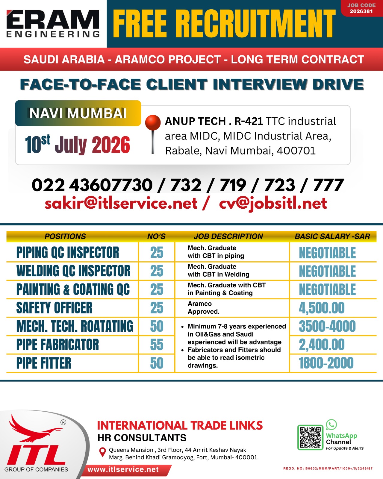 FREE RECRUITMENT IN SAUDI ARABIA