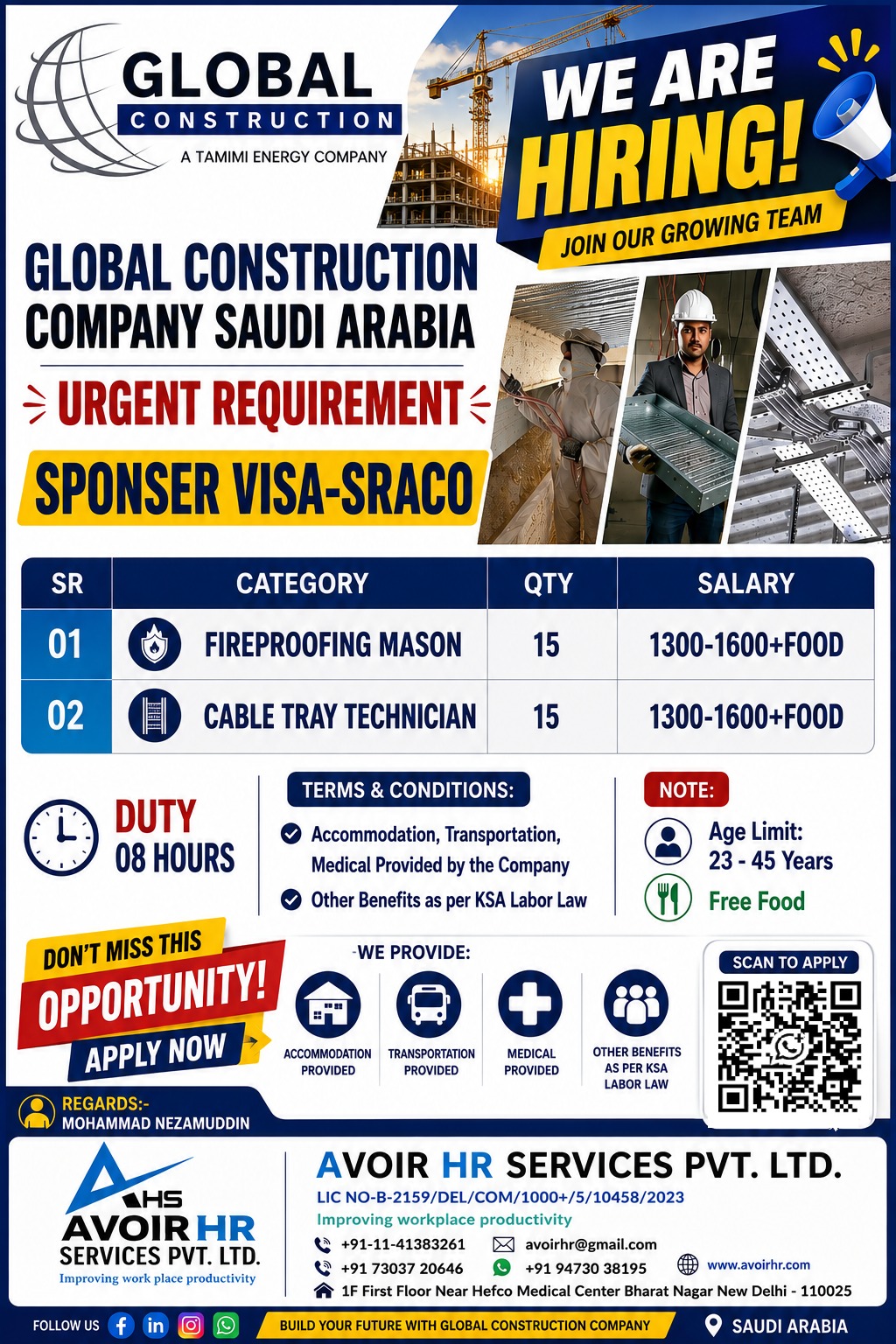 Global Construction Hiring Flyer (Saudi Arabia)