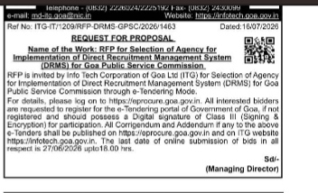 Goa Public Service Commission DRMS RFP