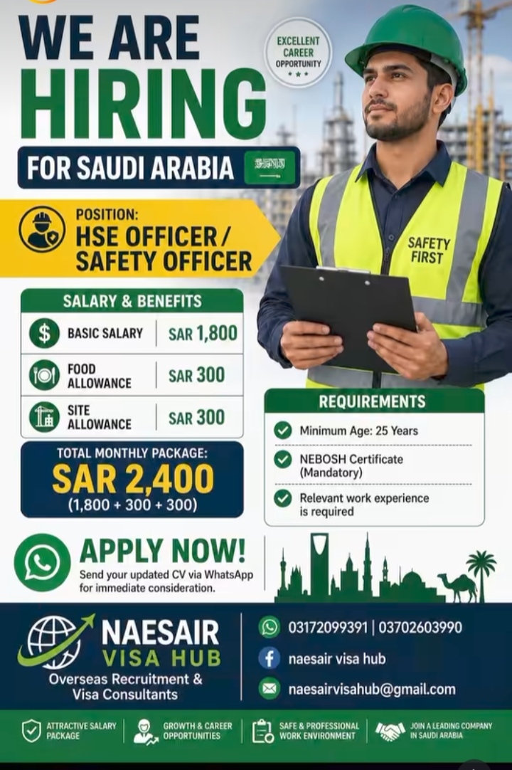 Golden opporunity to work in Saudi arabia