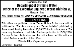 Government of Goa E-Tendering Notice