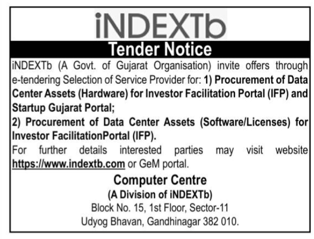 Government of Gujarat E-Tendering Notice - iNDEXTb