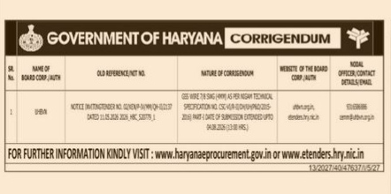 Government of Haryana Corrigendum Notice