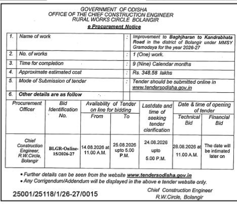 Government of Odisha e-Procurement Notice