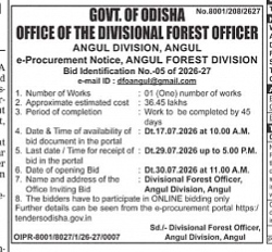 Govt. of Odisha e-Procurement Notice (Angul Forest Division, 2026-27)