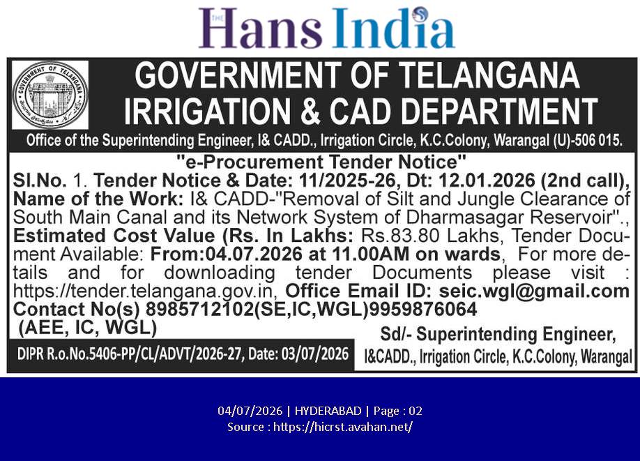 govt of TELANGANA IRRIGATION DEPARTMENT