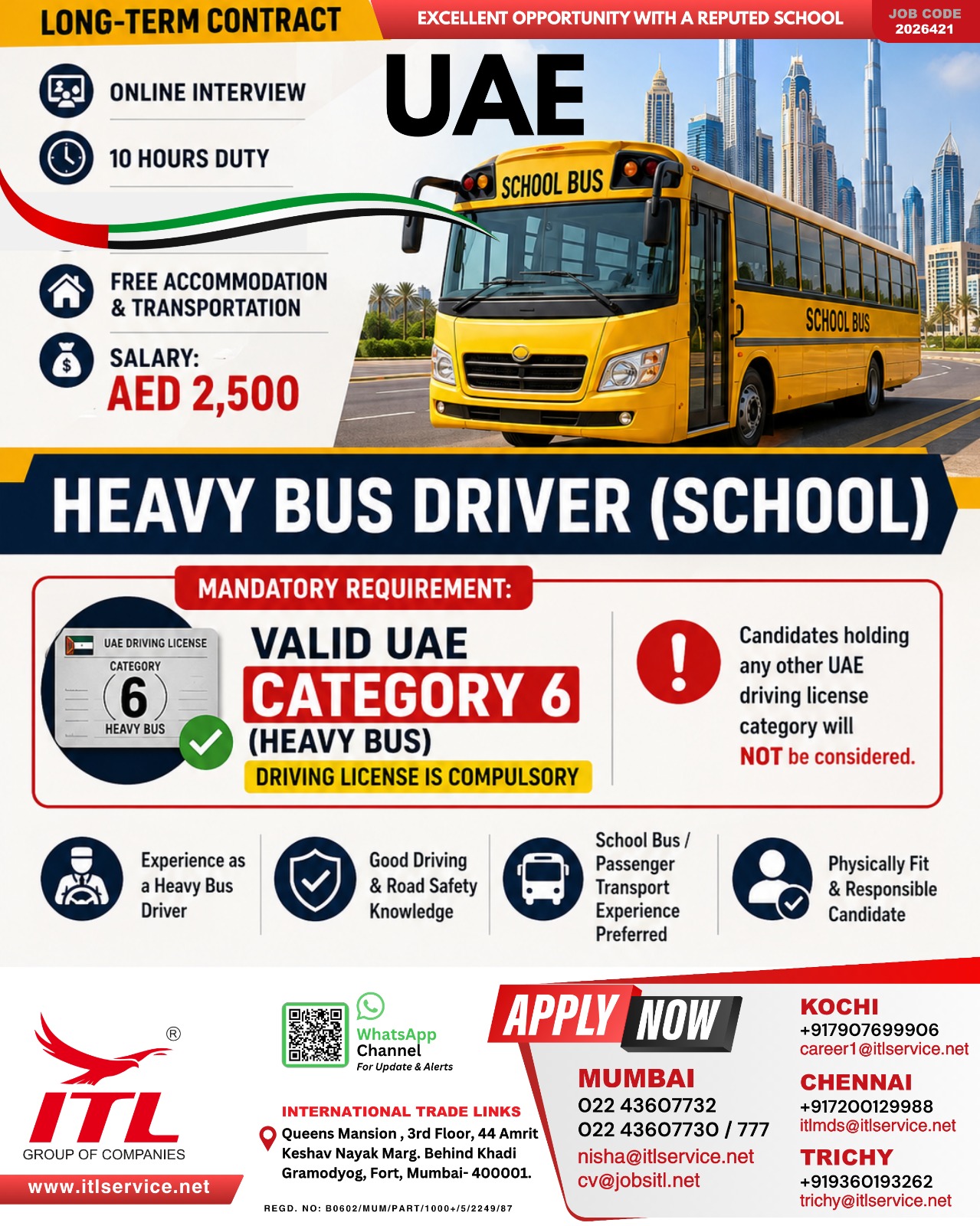 HEAVY BUS DRIVER FOR SCHOOLS IN UAE