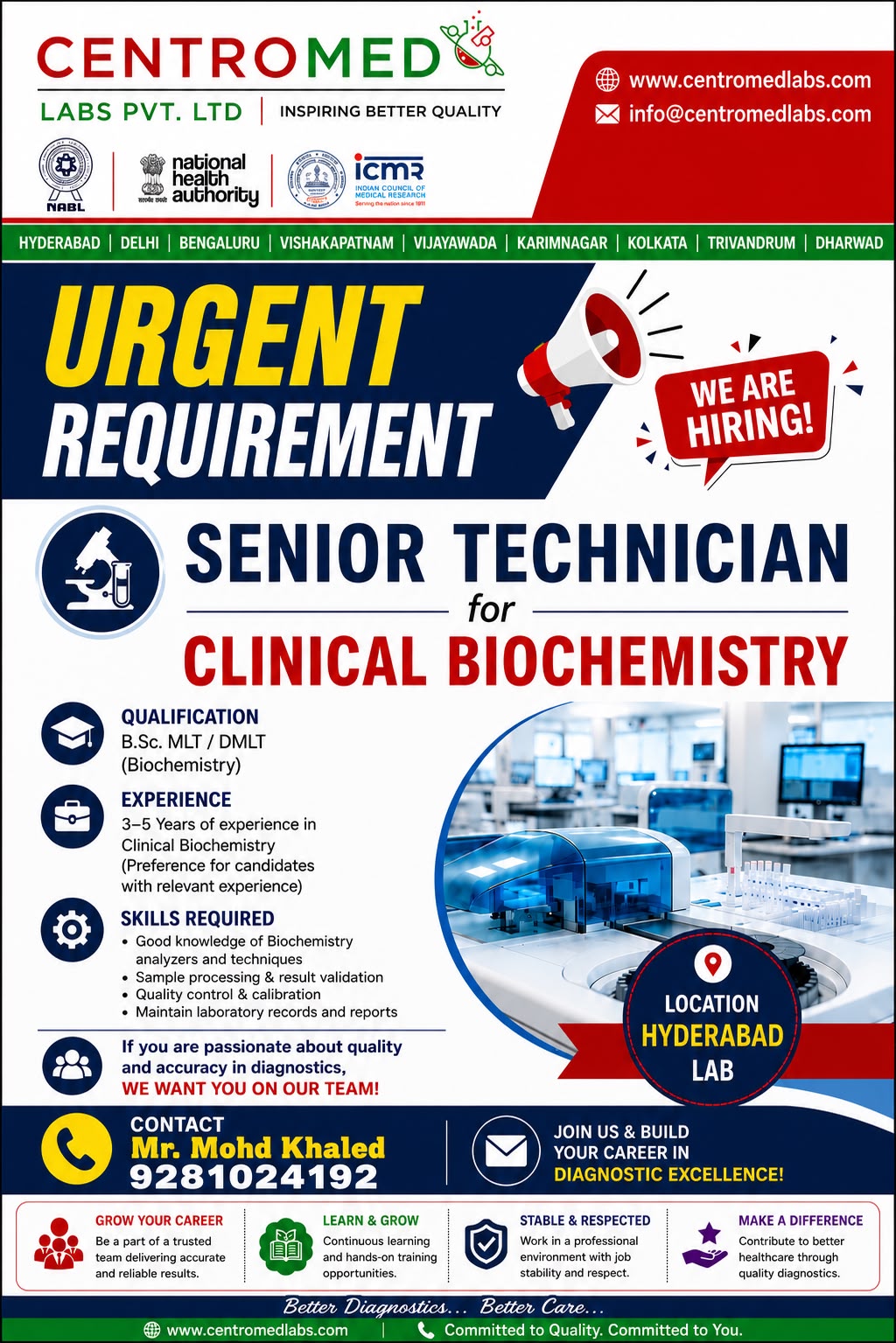 HIRING DOR SENIOR CLINICAL TECHNICIAN