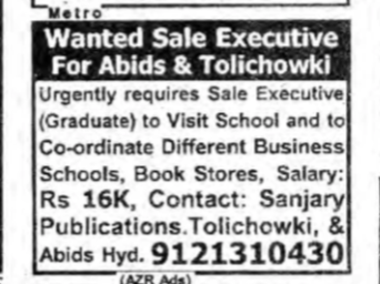 HIRING FIR SALE EXECUTIVE