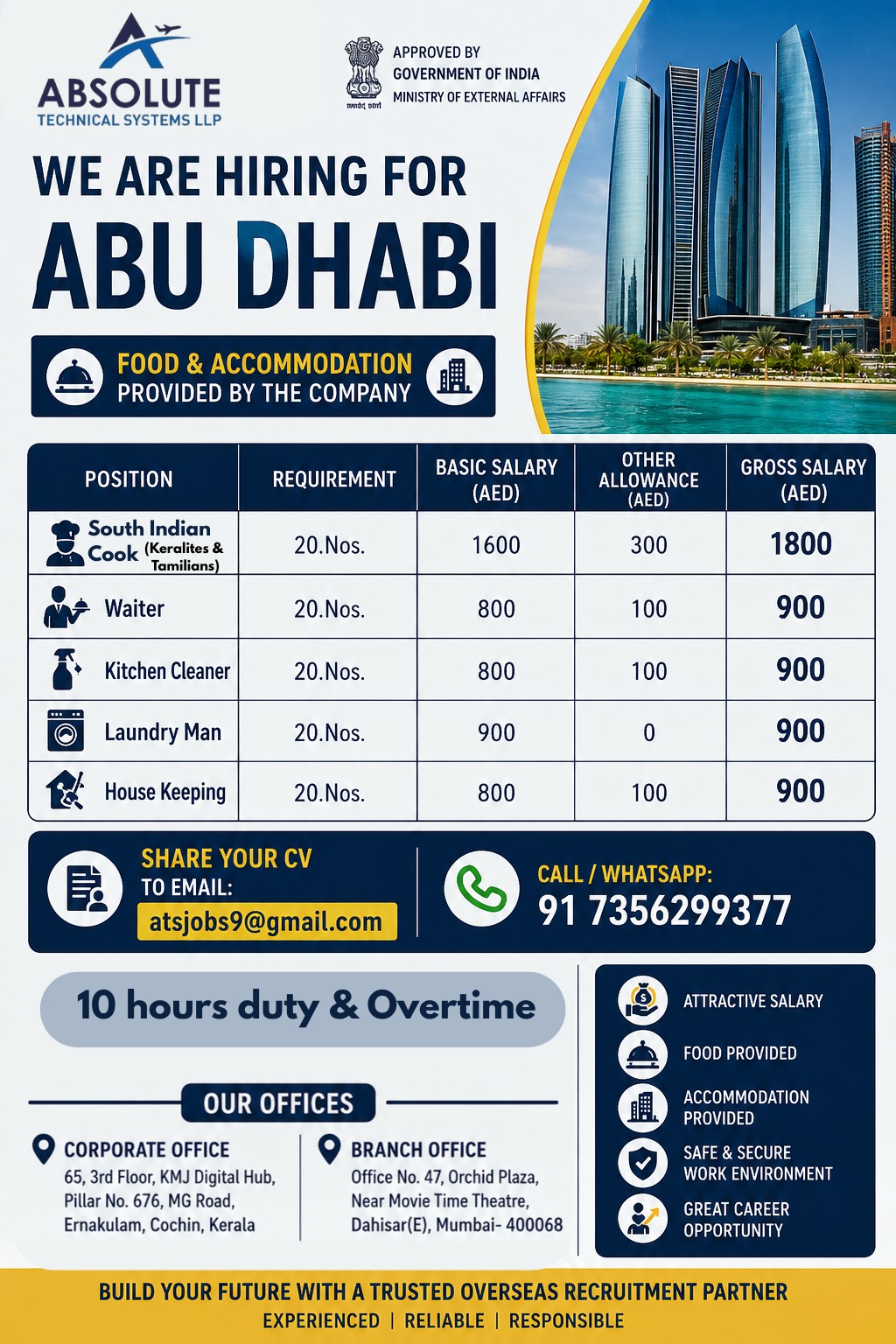 HIRING FOR ABU DHABI COMPANY