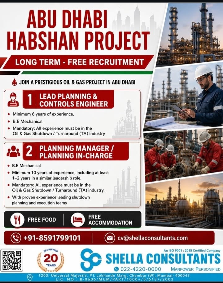 HIRING FOR ABU DHABI PROJECT