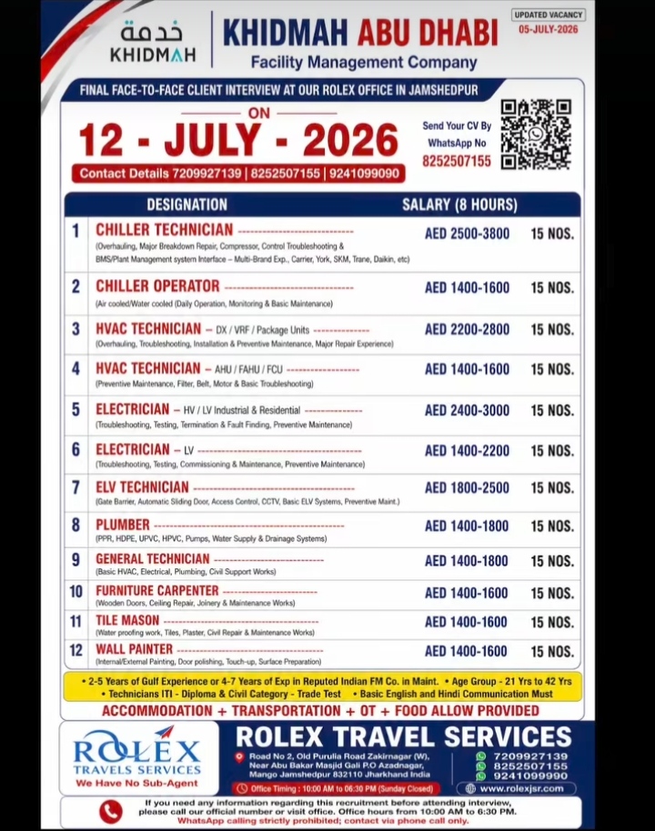 HIRING FOR ABU DHABI