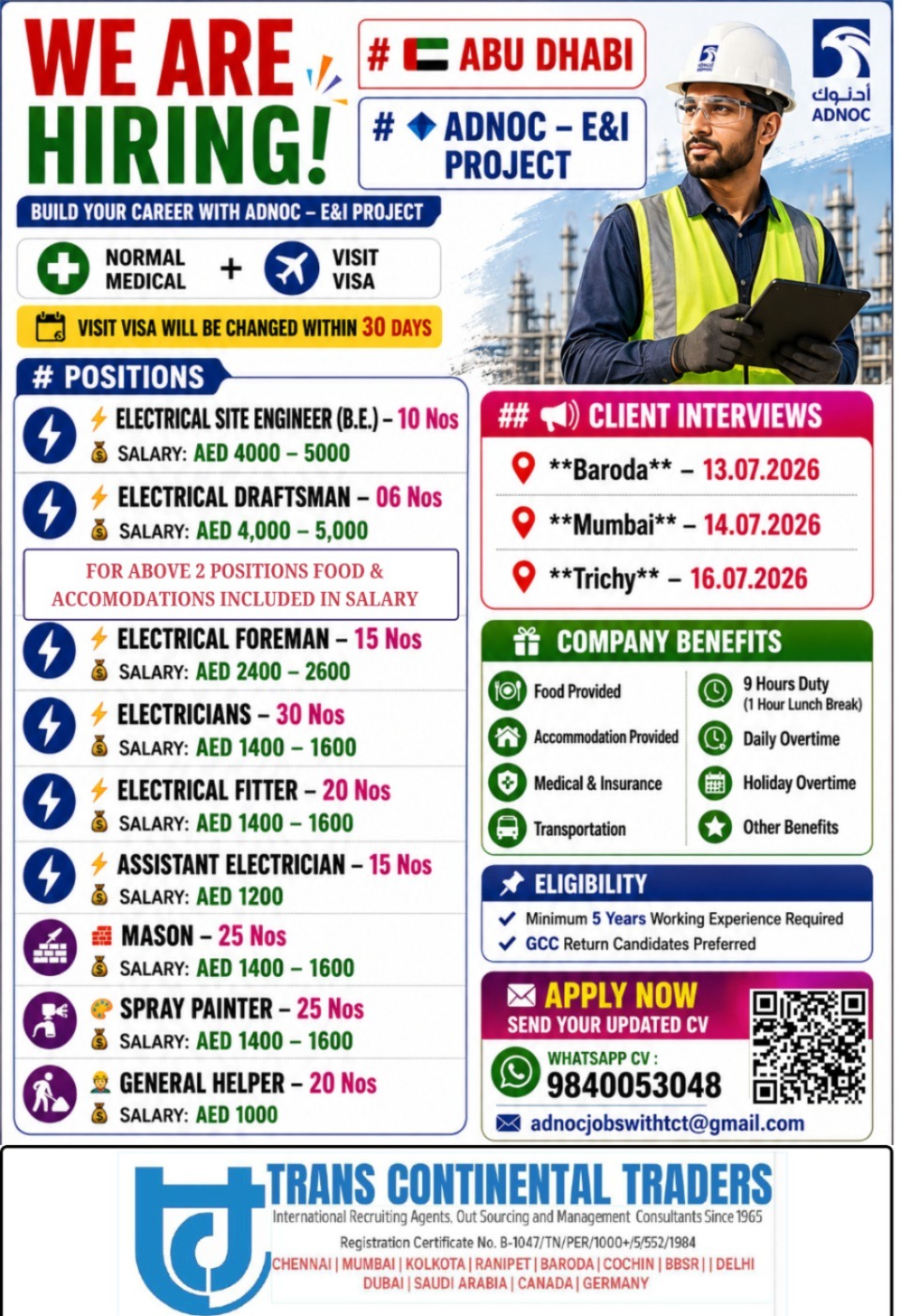 HIRING FOR ABU DHABI