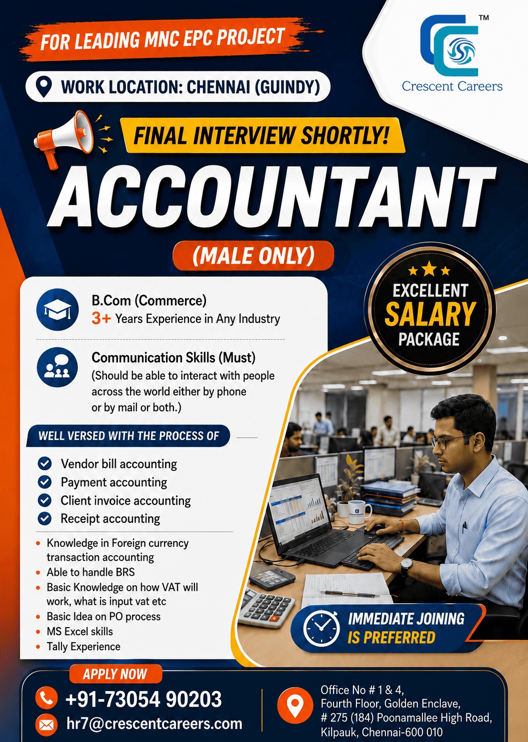 HIRING FOR ACCOUNTANT ( ONLY MALE)