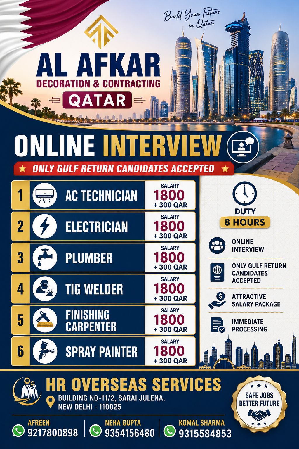 Hiring for decoration and contracting