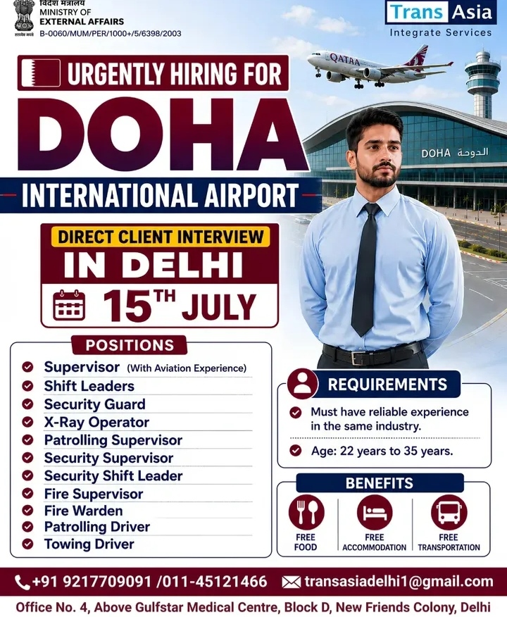 HIRING FOR DOHA INTERNATIONAL GROUP