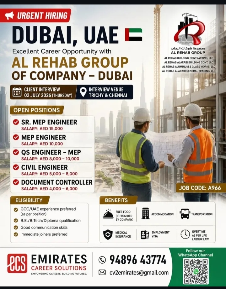 hiring for Dubai