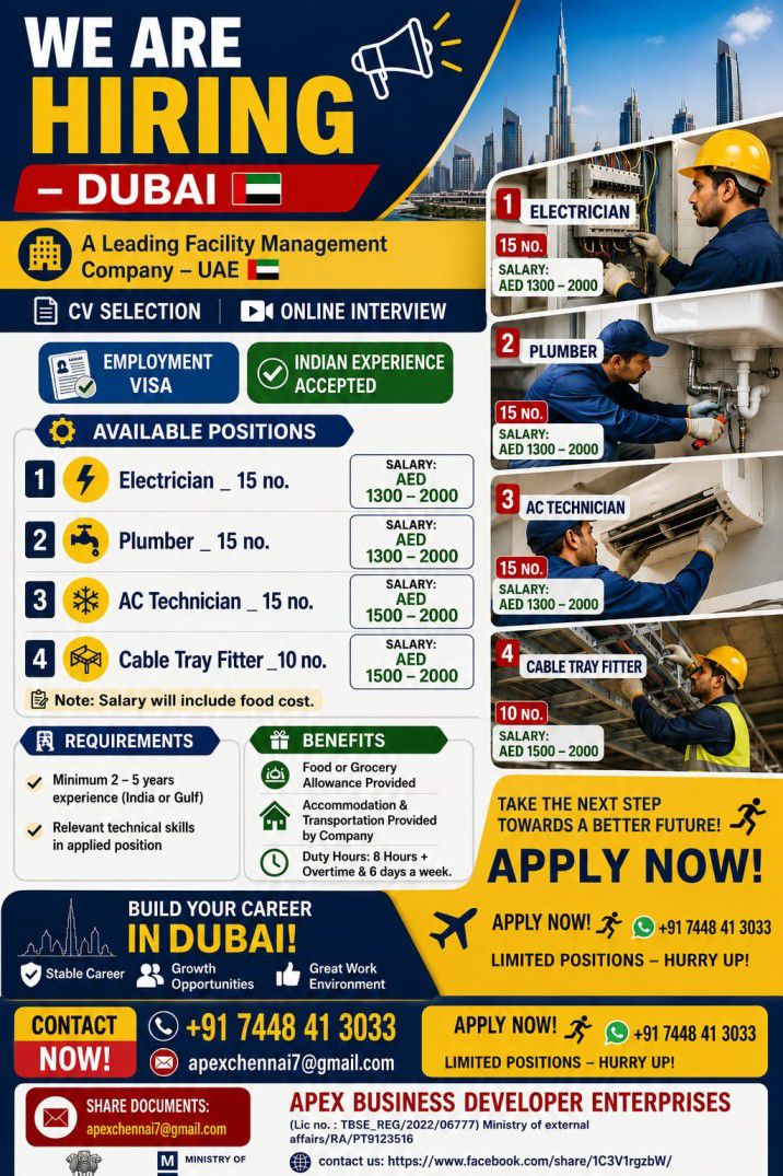 hiring for Dubai