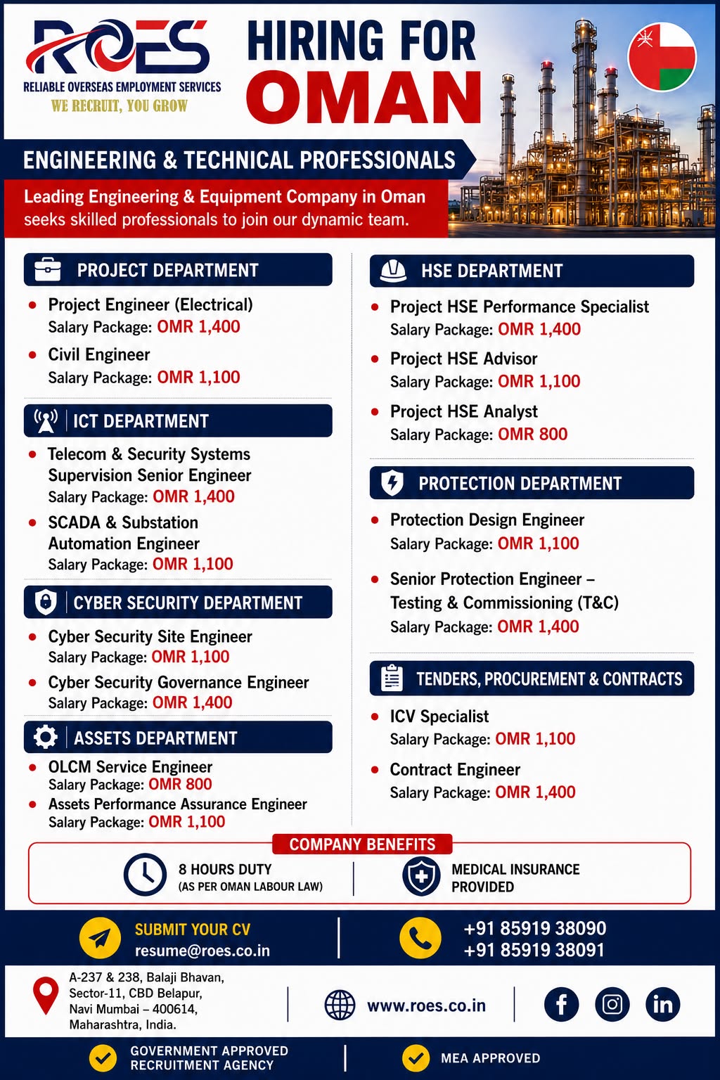 HIRING FOR ENGINEERING AND TECHNICAL PROFESSION - OMAN