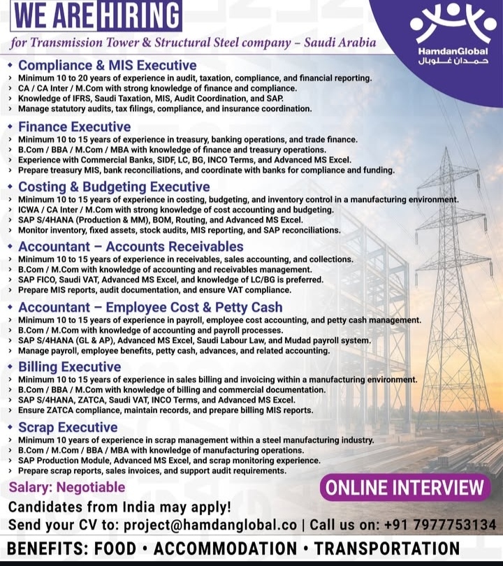 HIRING FOR KSA