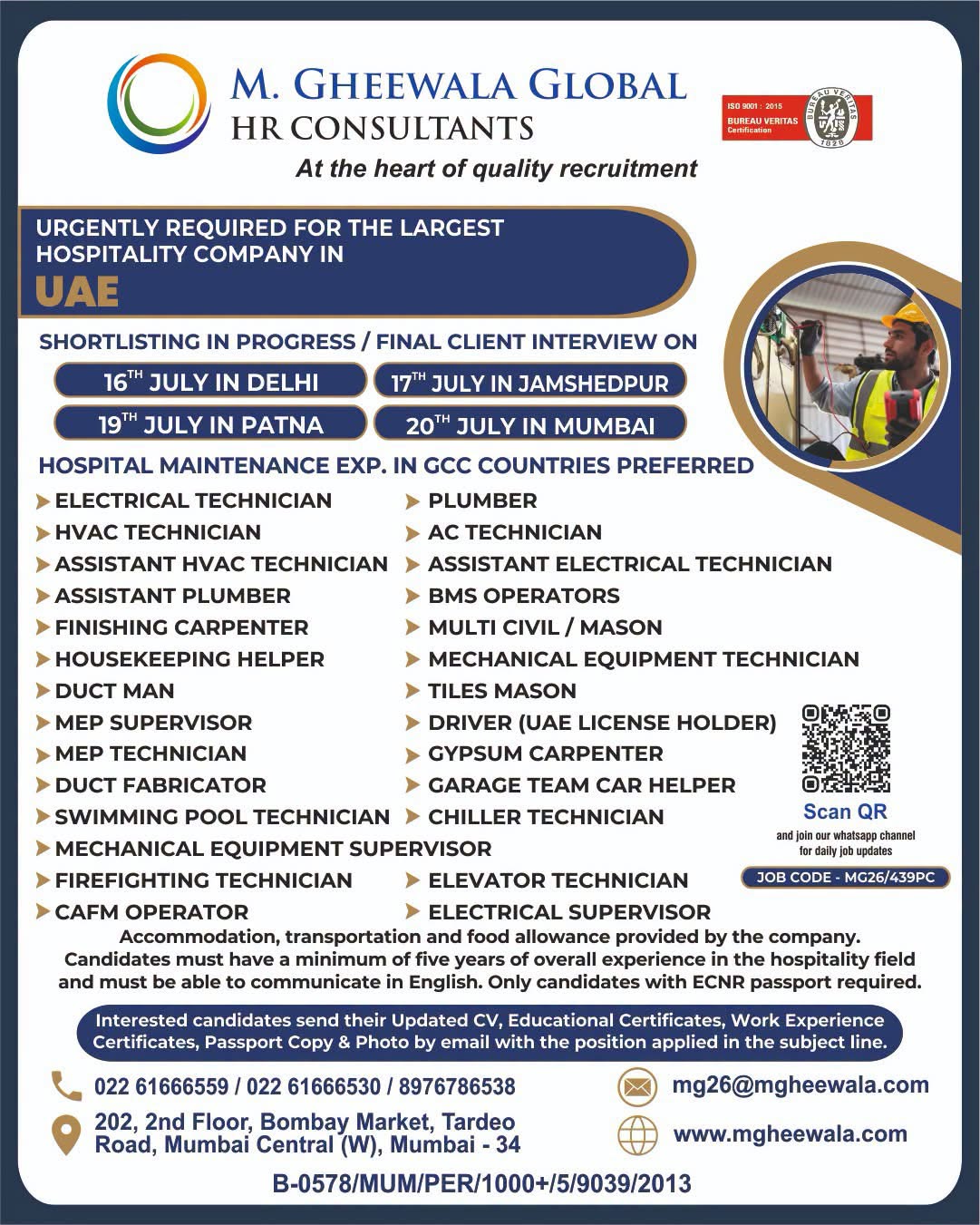 HIRING FOR LARGEST HOSPITALITY COMPANY