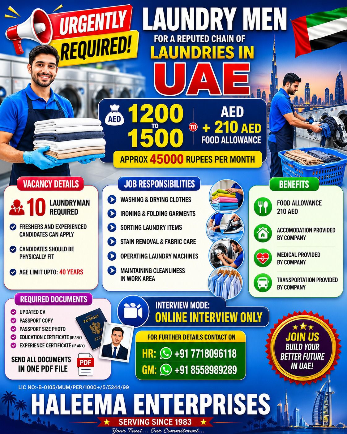 HIRING FOR LAUNDRY MEN IN UAE