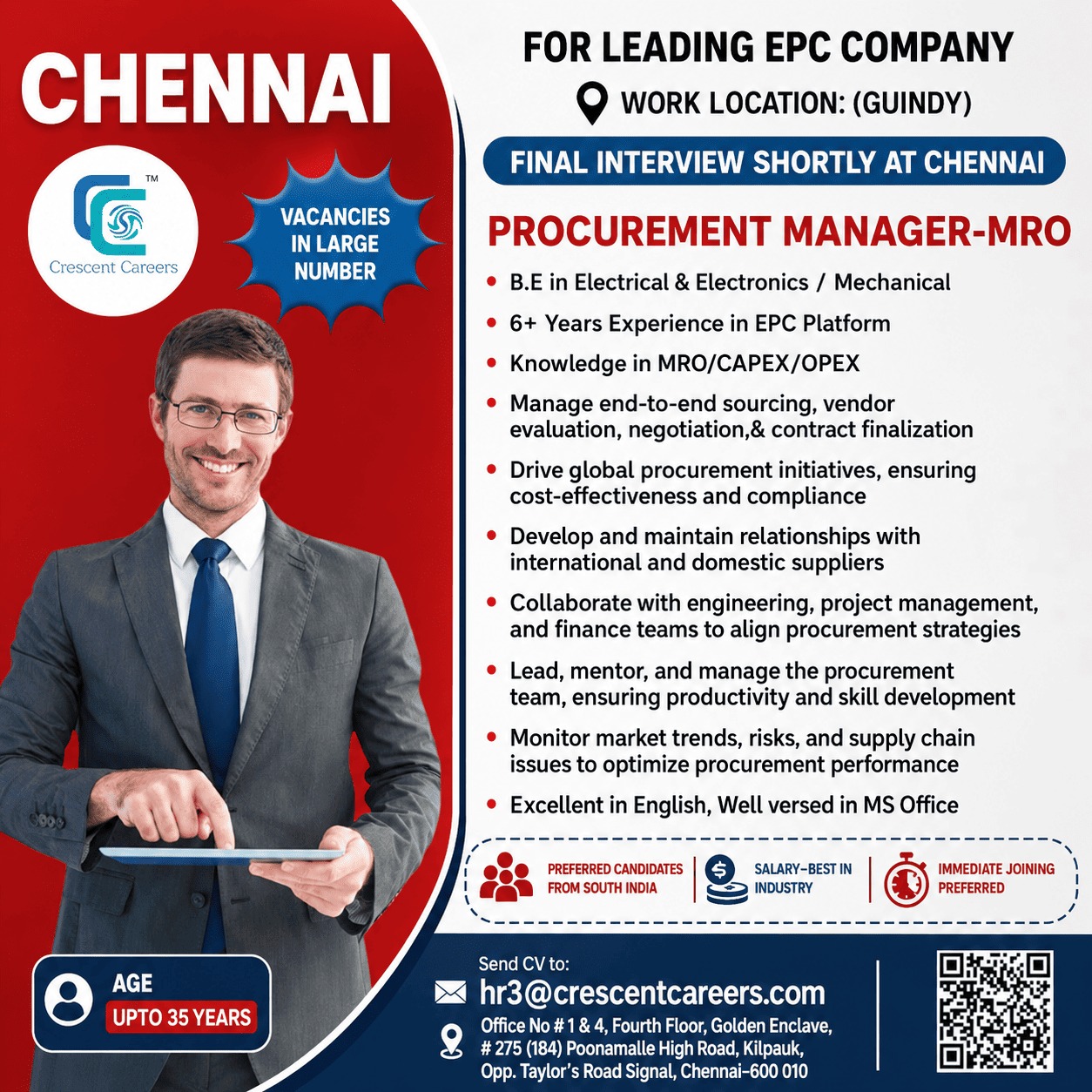 HIRING FOR LEADING COMPANY - GUINDY